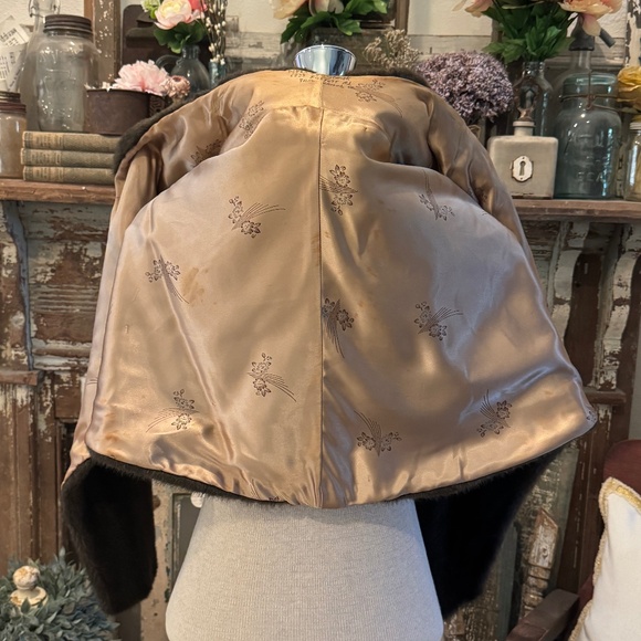 Vintage FAUX MINK FUR Stole | ART DECO GLAM Shawl LINED WRAP Capelet | Mahogany - Picture 11 of 14